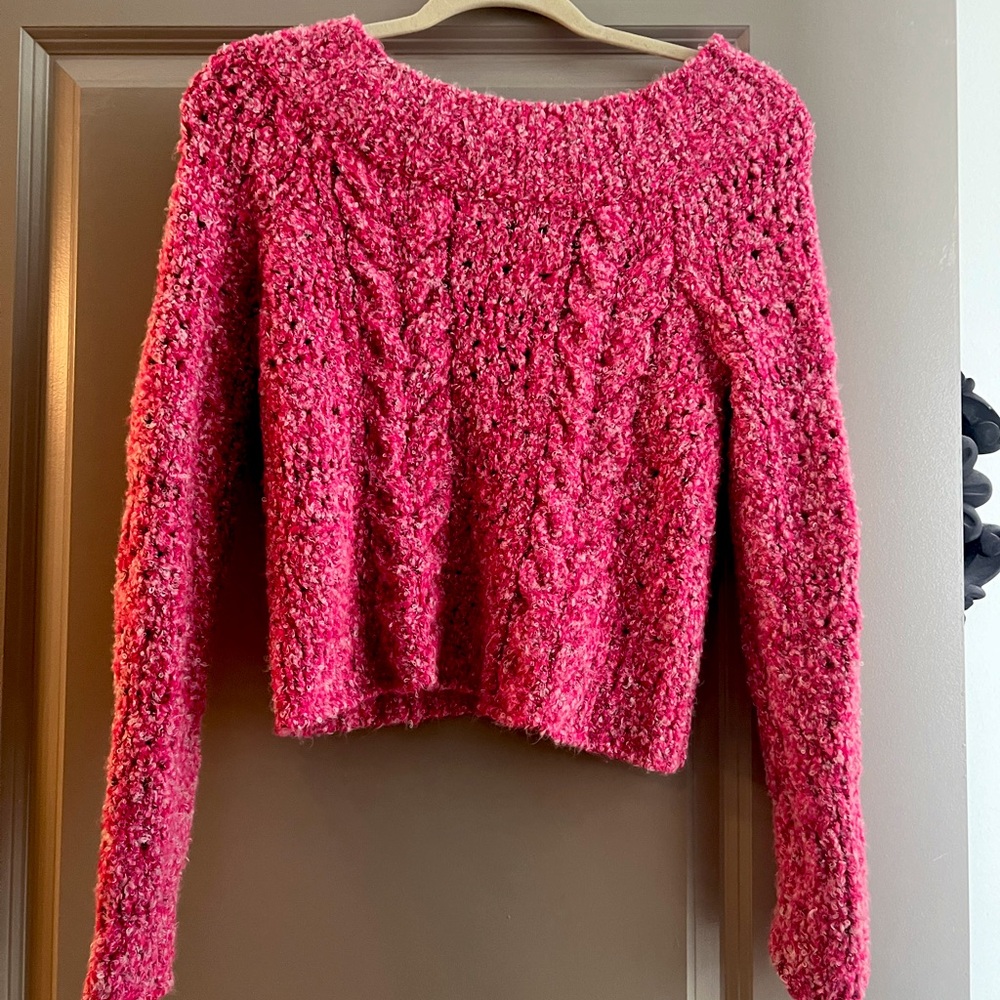 Free People Hot Pink Sweater XS